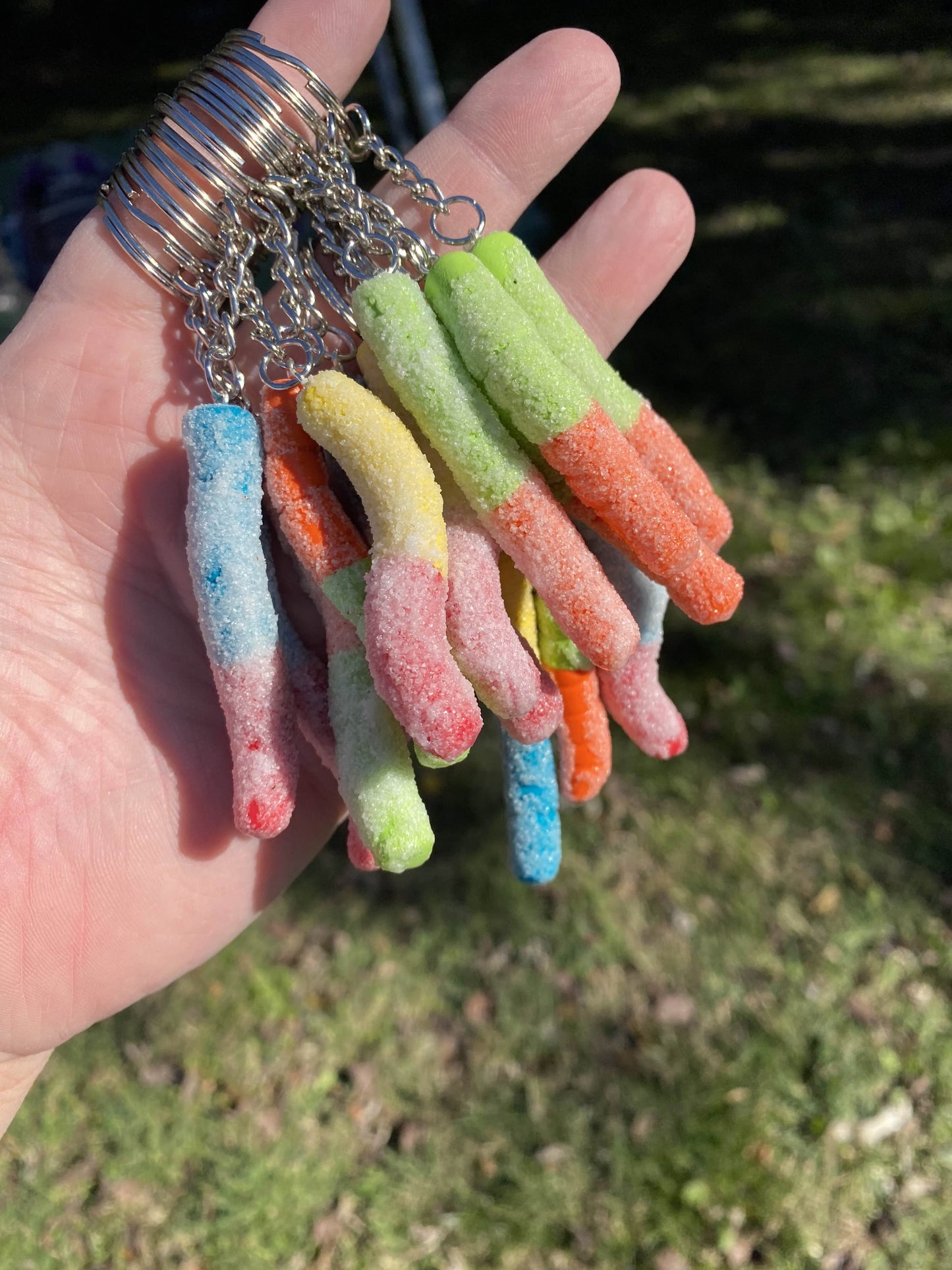Gummy worm bag charm